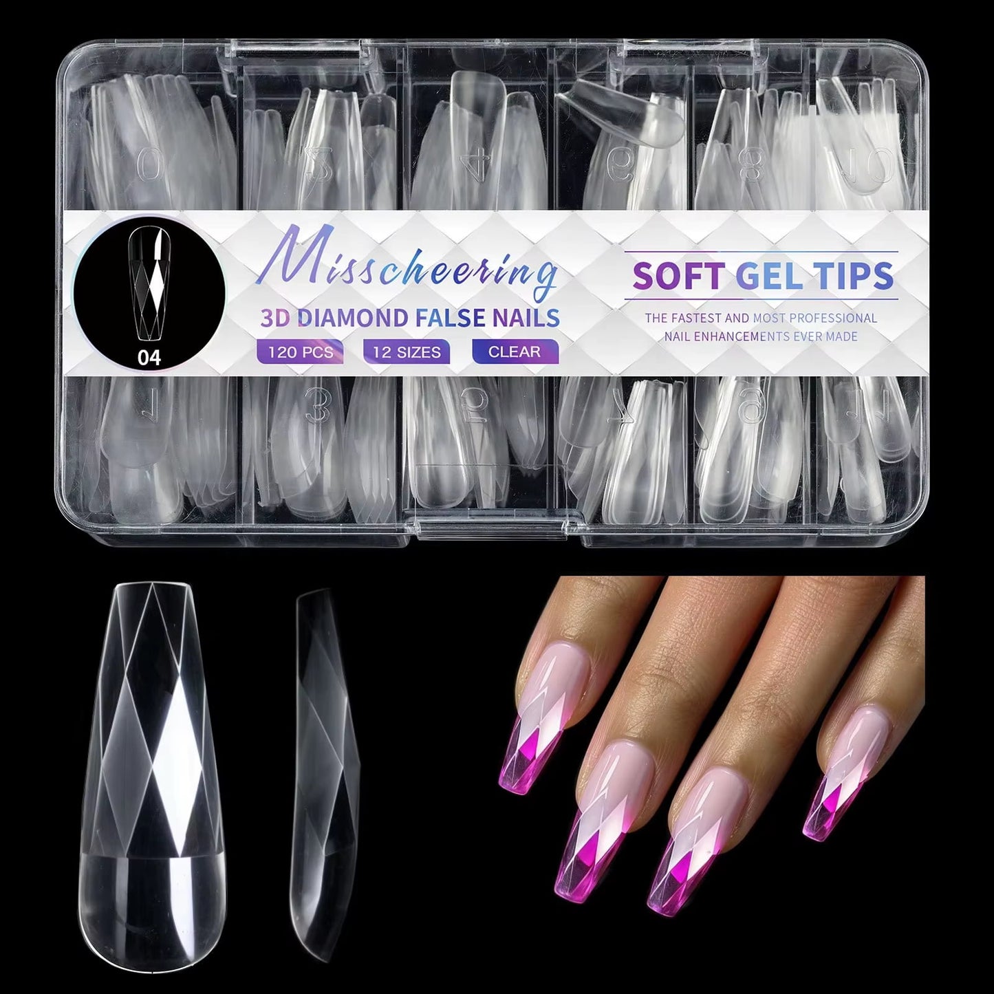Soft gel tips kynsitipit timantti