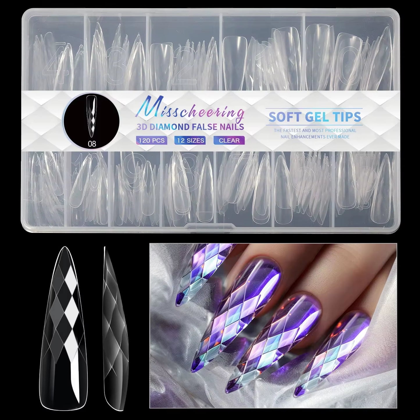 Soft gel tips kynsitipit timantti