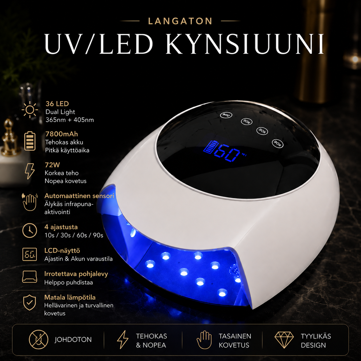 Langaton UV/LED Kynsiuuni 72W