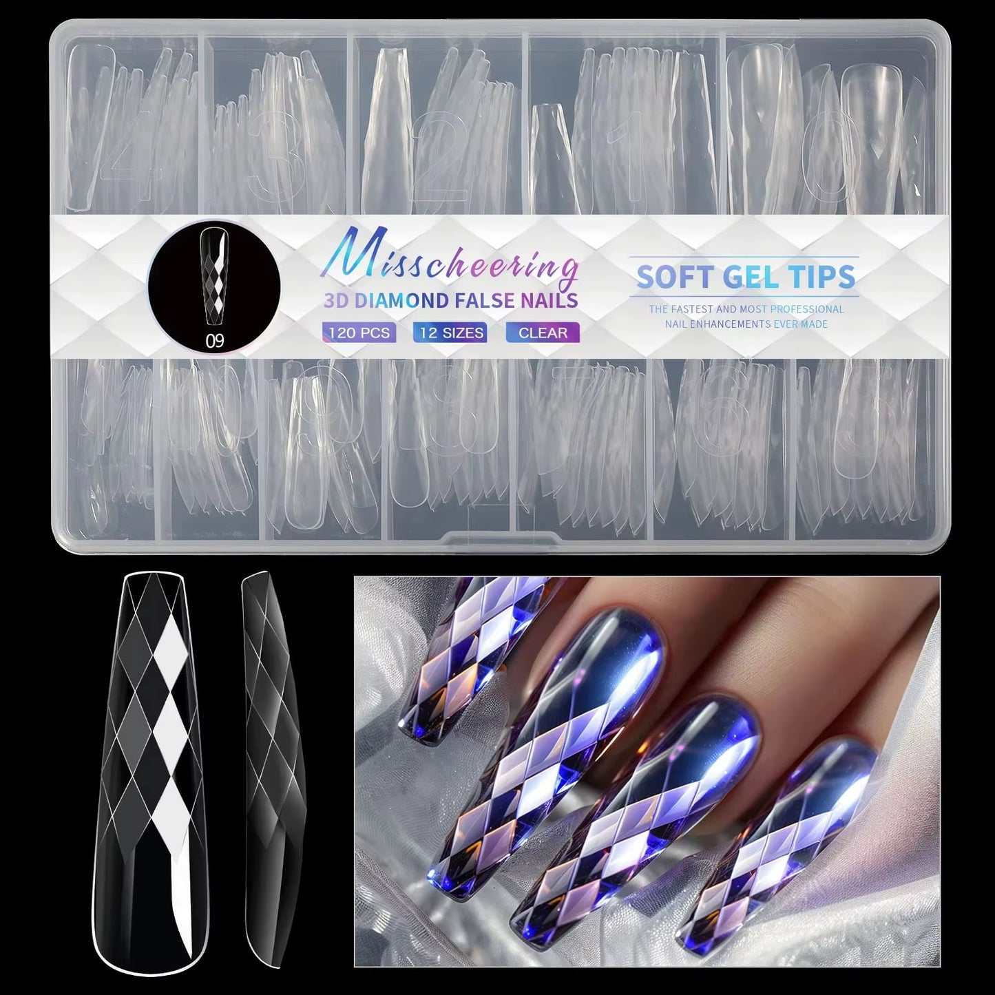 Soft gel tips kynsitipit timantti